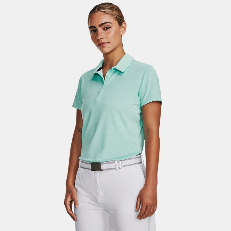 Women's Under Armour Playoff Polo Neo Turquoise / Midnight Navy / Metallic Silver XS